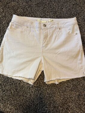 Seven7 White Denim Cutoff Shorts with Raw Hem